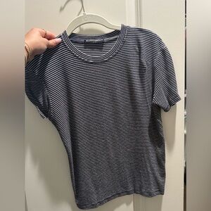 Brandy Melville Navy and White Striped Tee